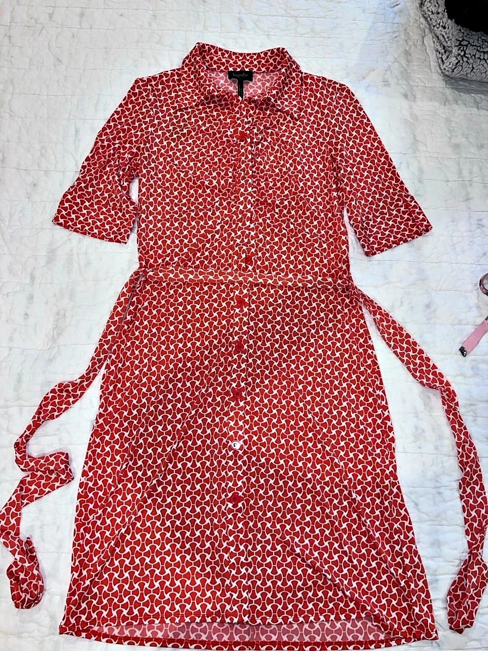 Laundry orange & White Geometric Maxi Dress NWOT R3